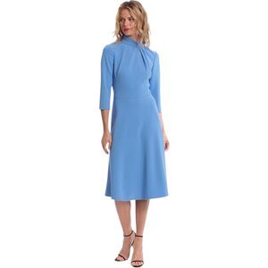 Ivy Blu Women's Blue Twist Neck Fit And Flare  Business, Office Dress Size 12